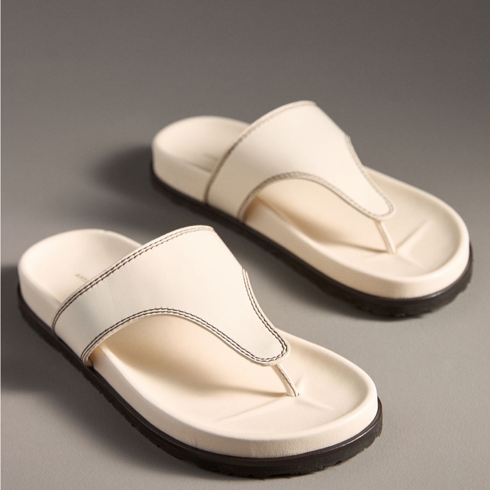 By Anthropologie Stitched Platform Thong Sandal